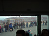 Line waiting to get back on the bus.