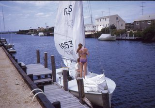 163 024. Philip E. Rosenberg slides - Long Beach Island - Loveladies Harbor - boat + Adam + Betsy