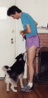 107 0w1. Pasadena -- Mark Voit and dog Sierra