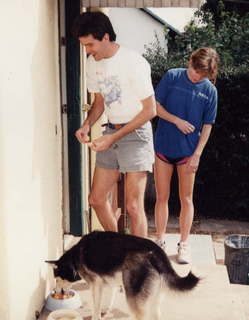 110 0w1. Pasadena -- Mark Voit, Megan Donahue, and dog Sierra
