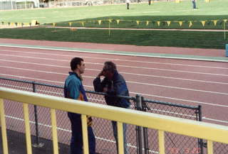 212 141. Hayward Field sideline with Bill Dellinger