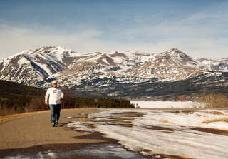 Glacier National Park Adam on road