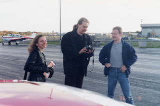 Geoff Halls and friends at airport