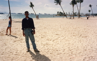 Satish Satish wedding Geeta wedding in Madras, India - Satish on fake beach in Singapore