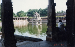 Satish Satish wedding Geeta wedding in Madras, India - temple pond in Kanchapurim