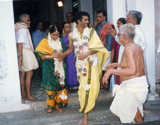 Satish-Geeta wedding in Madras, India - cattle traffic jam