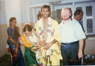 Satish-Geeta wedding in Madras, India - Adam playing percussion jar