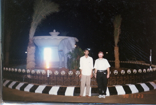 Satish & Geeta wedding in Madras, India - Satish and Adam in front of elephant statue at IIT Madras