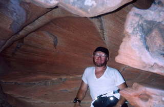 Zion National Park, Adam in side a rock (zoom)