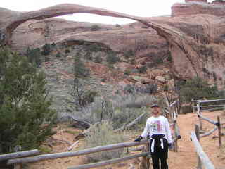 Zion National Park, Adam in side a rock (zoom)