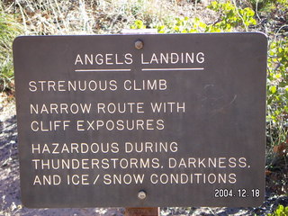 Zion National Park -- Angel's Landing sign