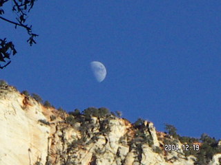 Zion National Park -- moon over high rocks