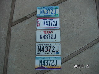 five license plates