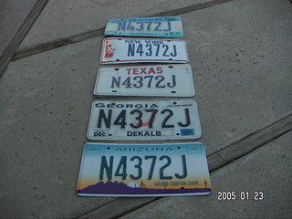 five license plates