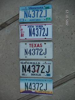 five license plates