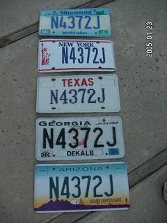 five license plates