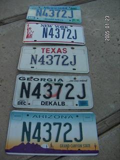 five license plates