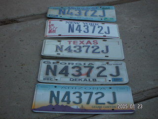 five license plates