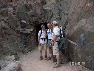 Grand Canyon -- friends at the Black Bridge tunnel -- South Kaibab