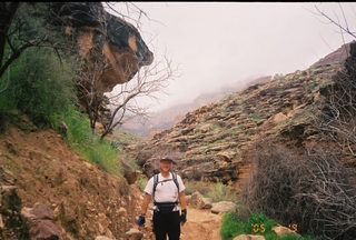 Grand Canyon -- Adam at the Black Bridge tunnel -- South Kaibab