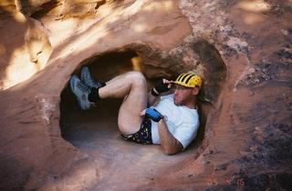 Arches National Park -- Adam settling into arch