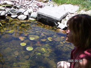 Linda Lee and fish pond