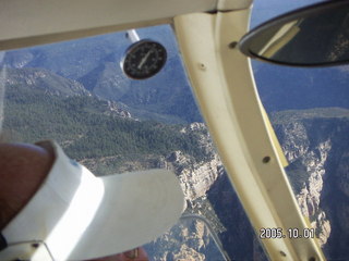 top of Adam's head flying over Sedona