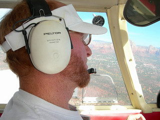 top of Adam's head flying over Sedona