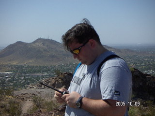 Sean Dogar 'hamming' at Lookout Mountain peak