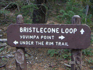 364 5ln. Bryce Canyon -- Bristlecone Loop / Yovimpa Point / Under the Rim Trail sign