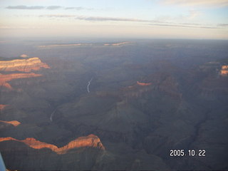 8 5ln. Grand Canyon -- Aerial -- dark canyon at dawn