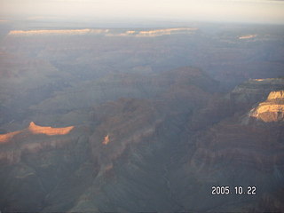 11 5ln. Grand Canyon -- Aerial -- dark canyon at dawn