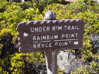 190 5ln. Bryce Canyon -- Under Rim Trail / Rainbow Point / Bryce Point sign