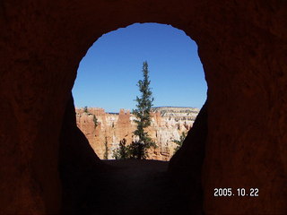 Bryce Canyon -- Peek-a-boo Loop -- view through rock tunnels