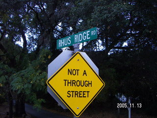 Rhus Ridge Road sign