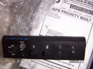 Narco AT 150 TSO transponder faceplate