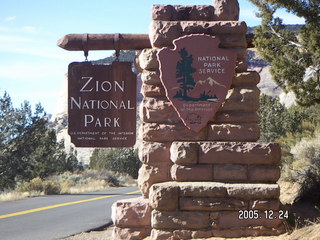 Zion National Park -- entrance sign