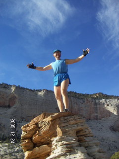 15 5nq. Zion National Park -- Angel's Landing hike -- Adam on top of the rock pile