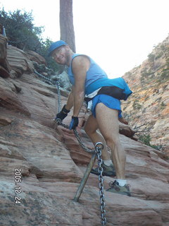 Zion National Park -- Angel's Landing hike -- Adam climbing the chains