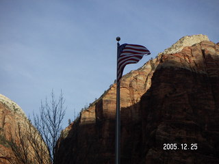 Zion National Park -- flag and mountains