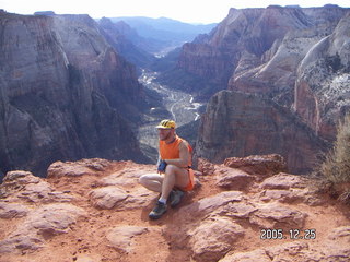 Zion National Park -- Angel's Landing hike -- Adam in the hole in the rock