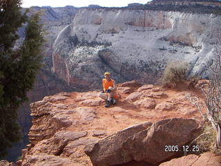 `Zion National Park -- Angel's Landing hike -- Adam in the hole in the rock