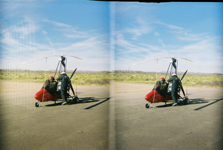 stereo-3D L+R parallel-eye Loreo -- Sean Geraghty's lunch -- Sean, Mike, Neil