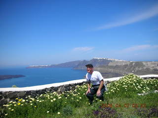 2006 eclipse trip -- Santorini wine-tasting stop -- Adam -- yellow flowers