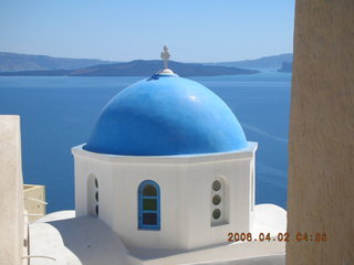 2006 eclipse trip -- Santorini shopping stop -- blue-dome church