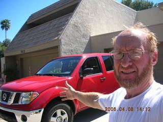 Adam and bright red truck rental