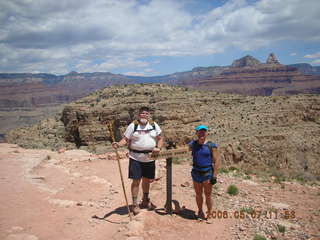 view from South Kaibab trail -- Skeleton Point sign -- Greg and Adam
