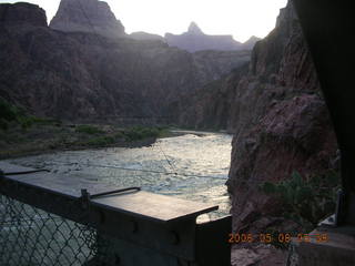 30 5t8. view from Bright Angel trail -- Mighty Colorado River from Silver Bridge