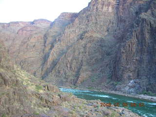 view from Bright Angel trail -- looking down through Silver Bridge