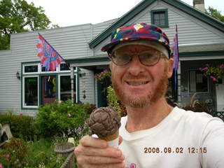 329 5wo. Minnesota trip - Afton run - Selmas Ice Cream Parlour - Adam and ice cream cone